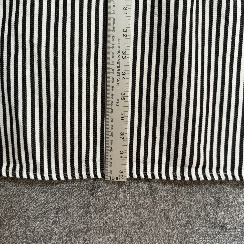 Dean & Deluca Apron Striped Bib Black White Adjustable Cotton Blend Pocket